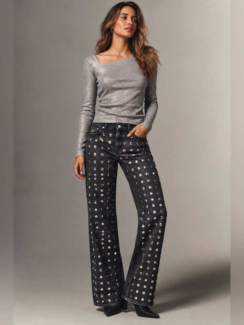Anthropologie Draped Asymmetric Long-Sleeve Top Medium